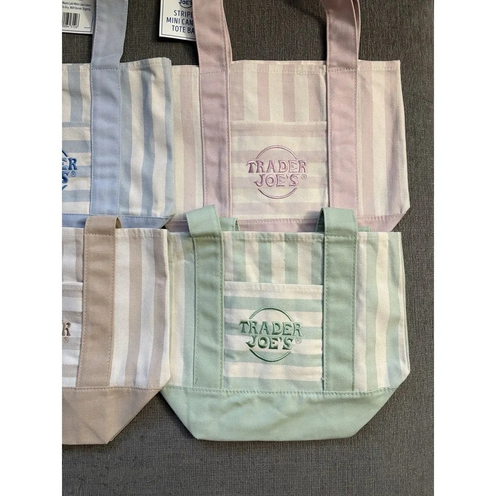 Trader Joe's Set of Four Mini Totes Limited Edition‎ - Summer Pastels New